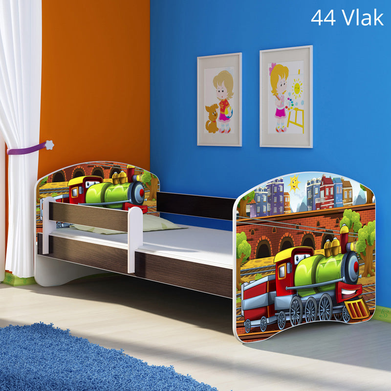Dječji krevet ACMA s motivom, bočna wenge 160x80 cm 44 Vlak
