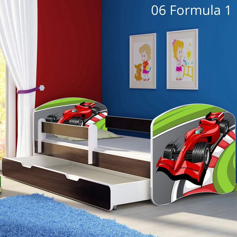 Dječji krevet ACMA s motivom, bočna wenge + ladica 180x80 cm 06 Formula 1