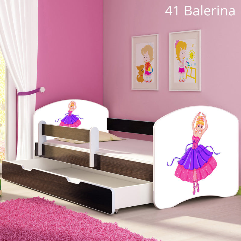 Dječji krevet ACMA s motivom, bočna wenge + ladica 160x80 cm 41 Balerina