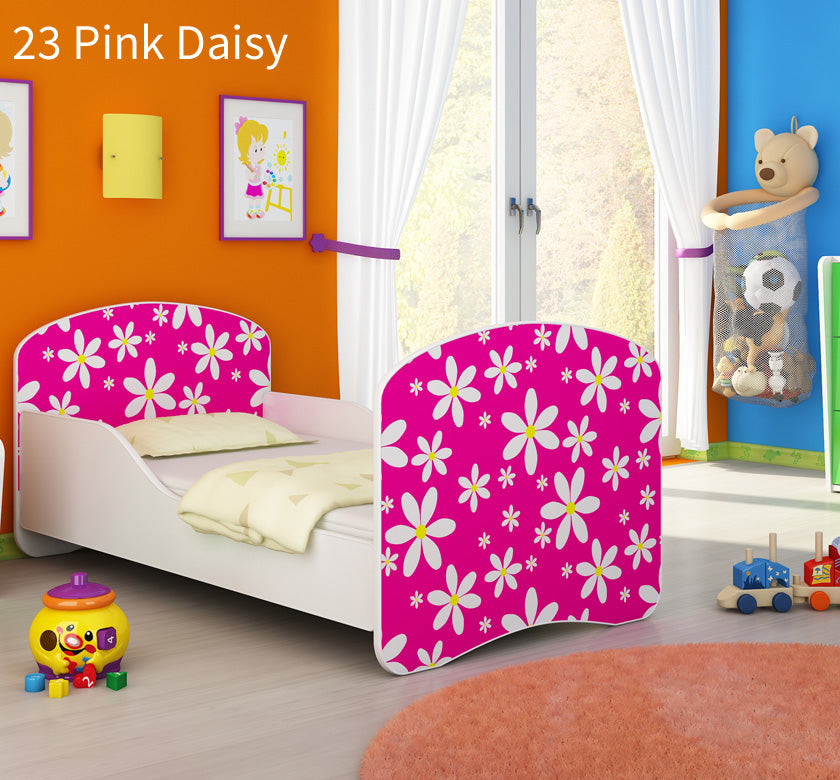 Dječji krevet ACMA s motivom 140x70 cm 23 Pink Daisy