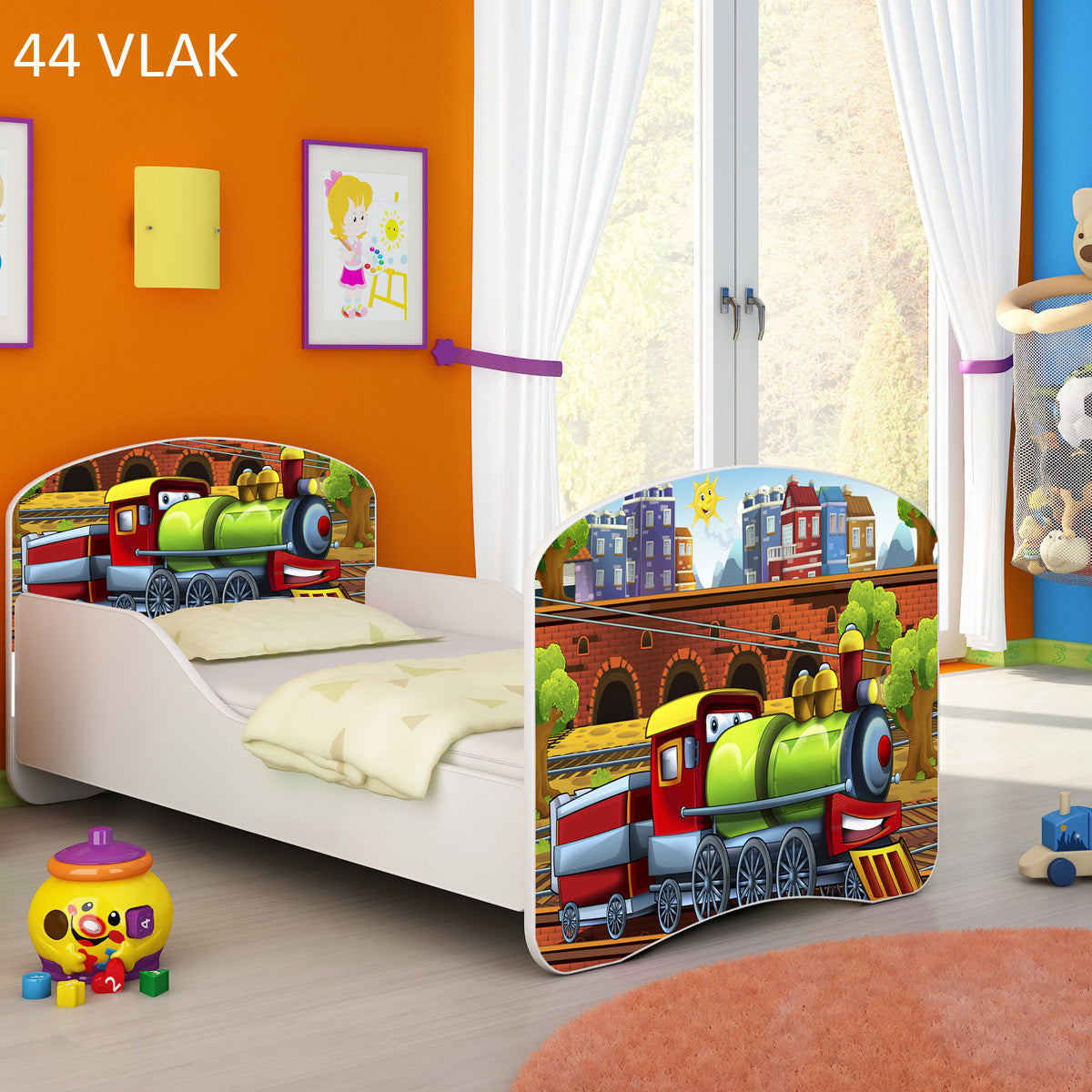 Dječji krevet ACMA s motivom 160x80 cm 44 Vlak