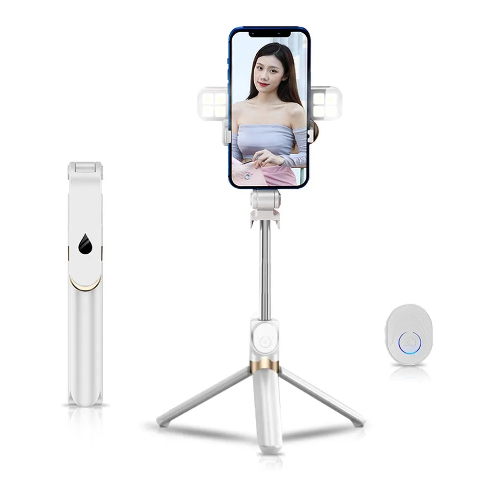 Set / selfie držač s bluetooth daljinskim upravljačem i stativom LED RING SSTR-20 bijeli