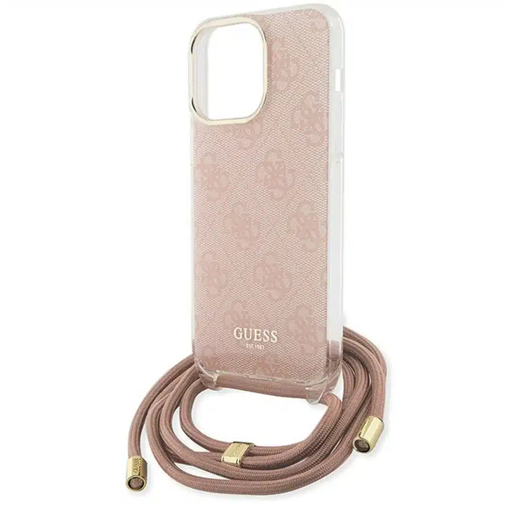 Originalna GUESS Hardcase GUHCP15SHC4SEP torbica za iPhone 15/14/13 (Crossbody Cord 4G Print / pink)