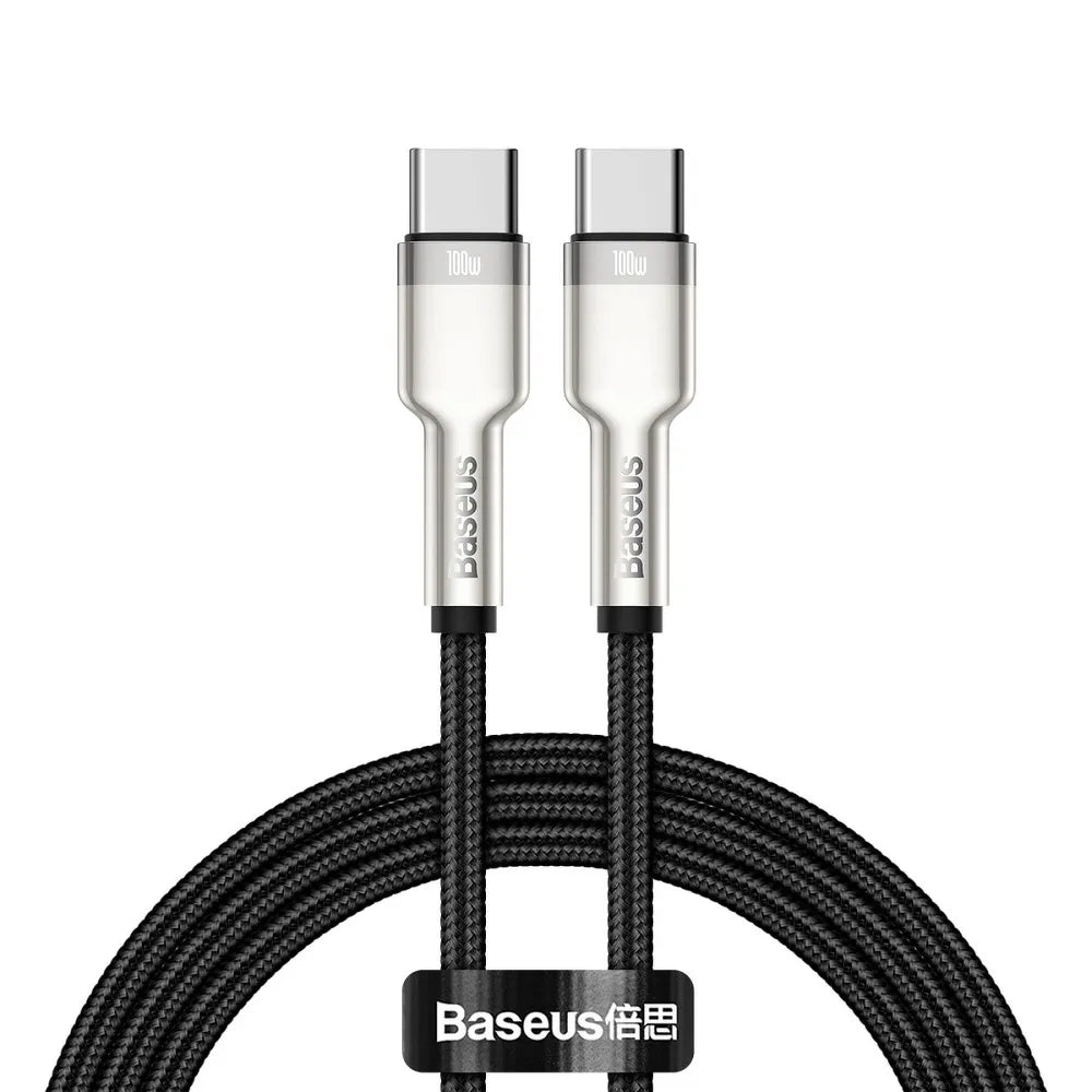 BASEUS kabel tipa C do tipa C PD100W Power Delivery Cafule metalni kabel 1 metar crni