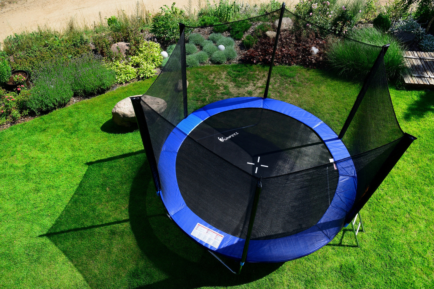 Vrtni trampolin BLUE FUN FIT 312 cm s ljestvama - plavi