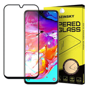 Kaljeno staklo, potpuno ljepilo zaštitnik zaslona s kućištem u okviru za Samsung Galaxy A70 crno