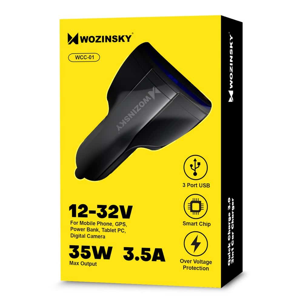 Auto punjač Quick Charge 3.0 / 2 x USB + USB Type-C izlazi 7A