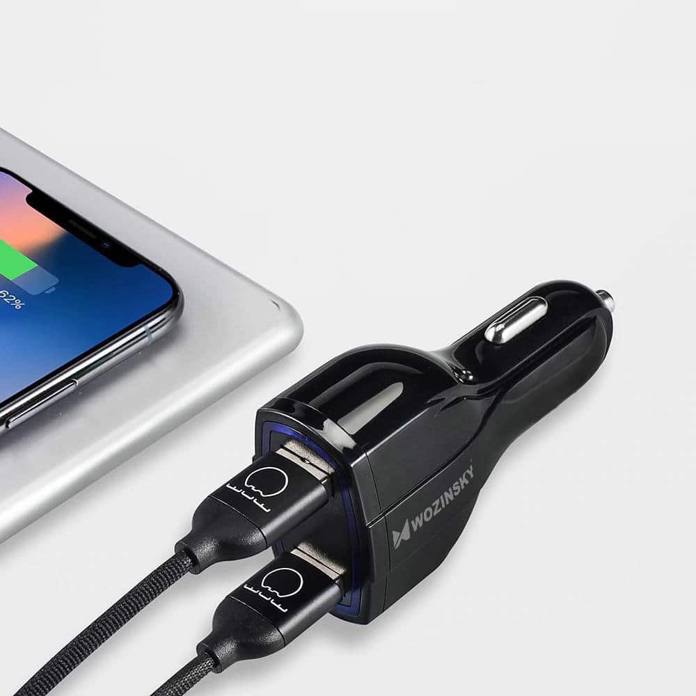 Auto punjač Quick Charge 3.0 / 2 x USB + USB Type-C izlazi 7A