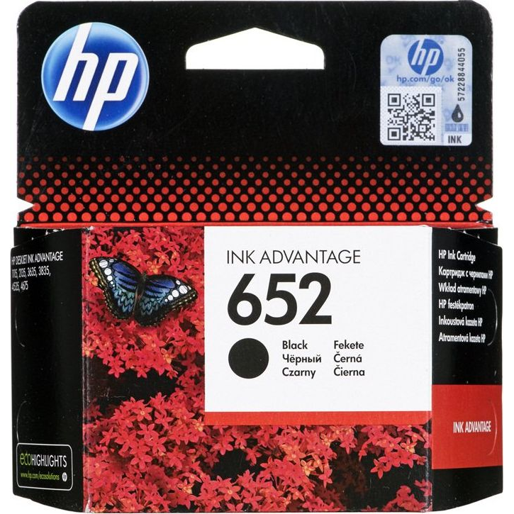 HP 652 Black Original Ink Advantage Cartridge spremnik s tintom 1 kom Standardni prinos Crno