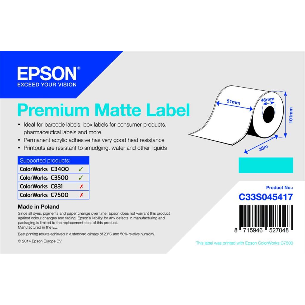 Epson Premium, 51mm x 35m, 163 g/m²