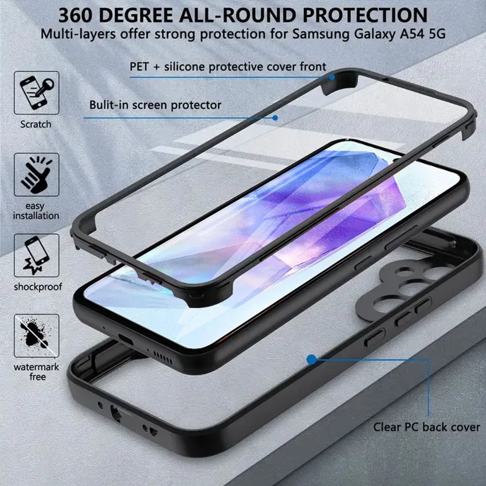 Techsuit – ColorVerse 360 Series obostrana zaštitna maska za Samsung Galaxy A15 4G / A15 5G – crna