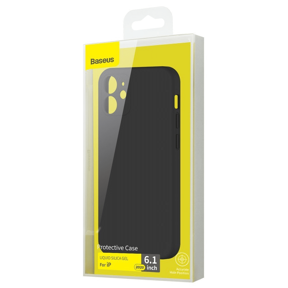 Baseus Liquid Silica Gel Case Fleksibilna gel maska za iPhone 12 Classic crna