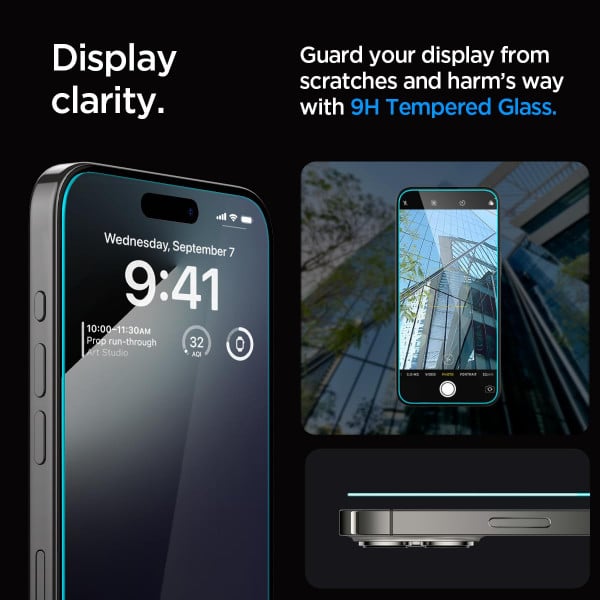 Kaljeno staklo SPIGEN Glas.TR EZ FIT 2 komada za IPHONE 15 PRO MAX prozirno