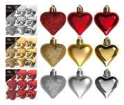 Kuglice za bor,  UKRAS Srca Red/Gold/Silver 9/1 Srebrna