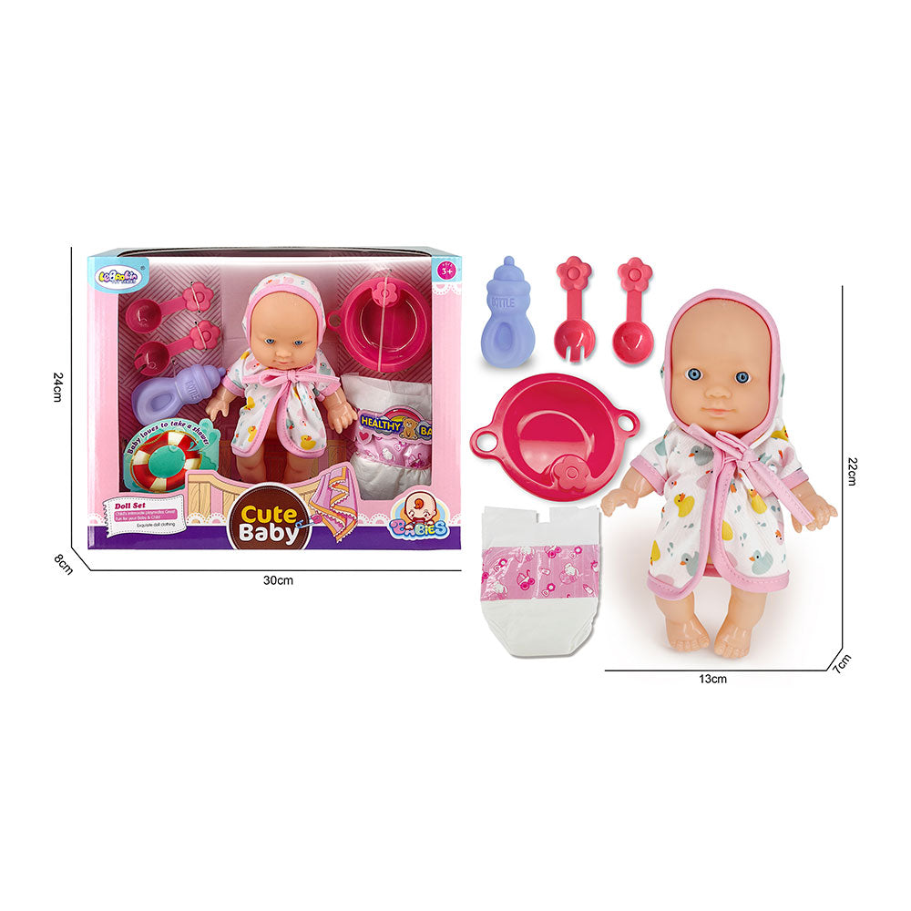 Lutka Cute Baby – Realistična beba s priborom za igru Plava
