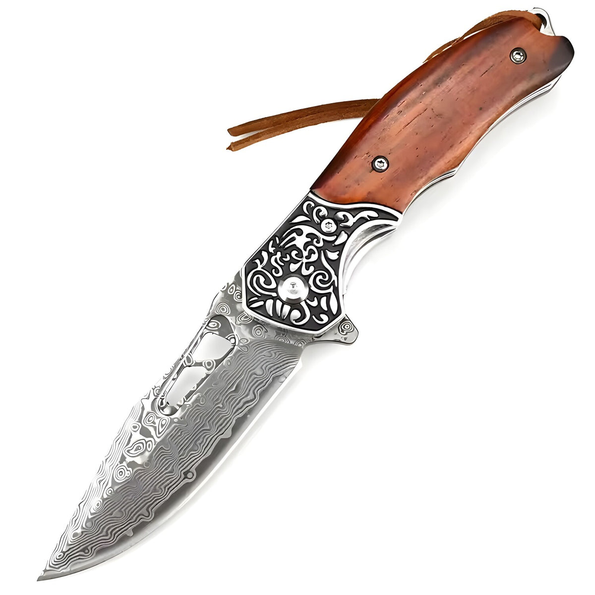 Damaskovski vanjski sklopivi nož NE-31697 - Smeđa KP31697