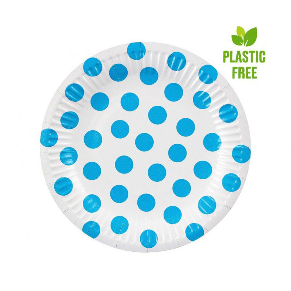 Tanjuri papirnati Dots 18cm 6kom Plava