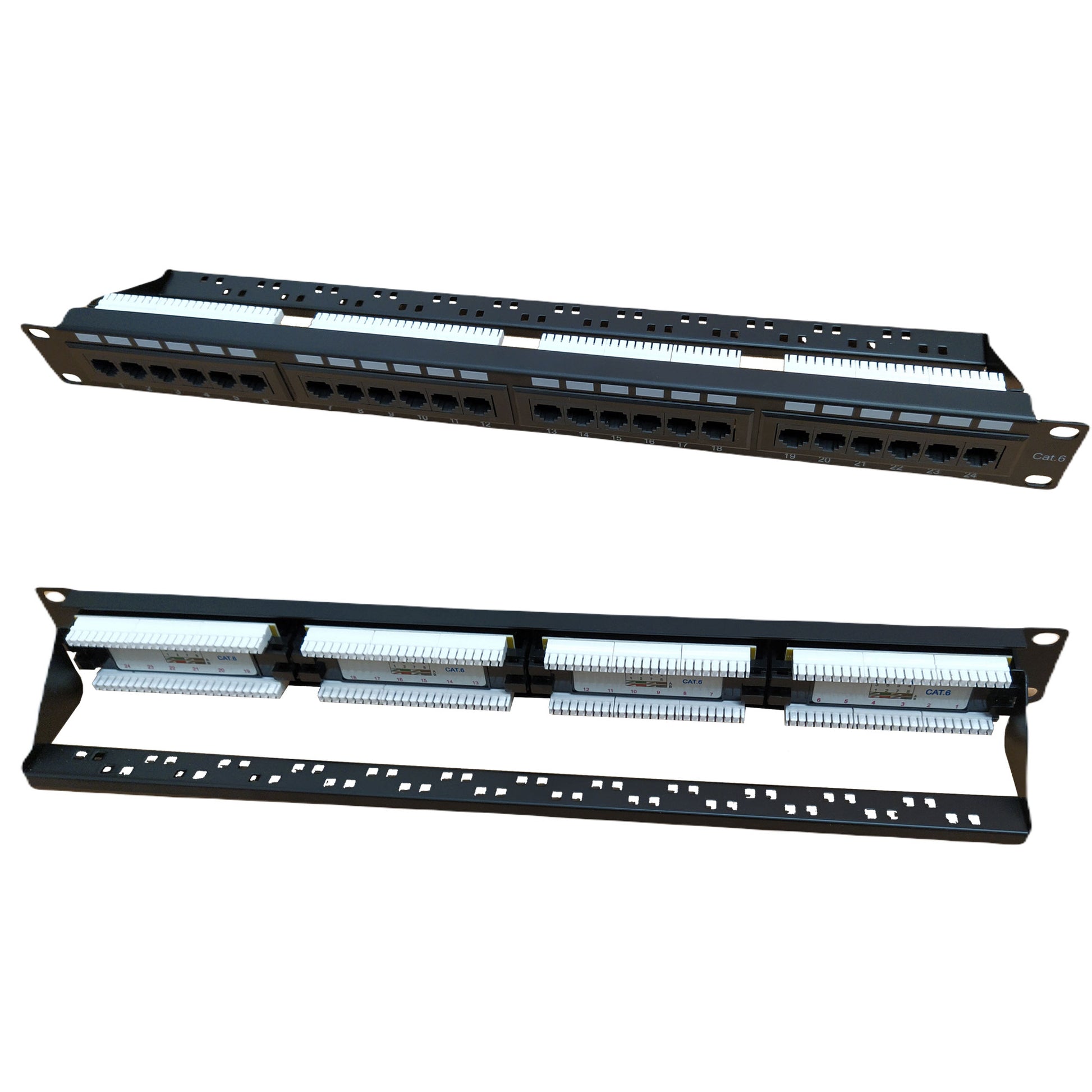 Patch panel 24port 1U 19" Cat6 UTP/str. nosać