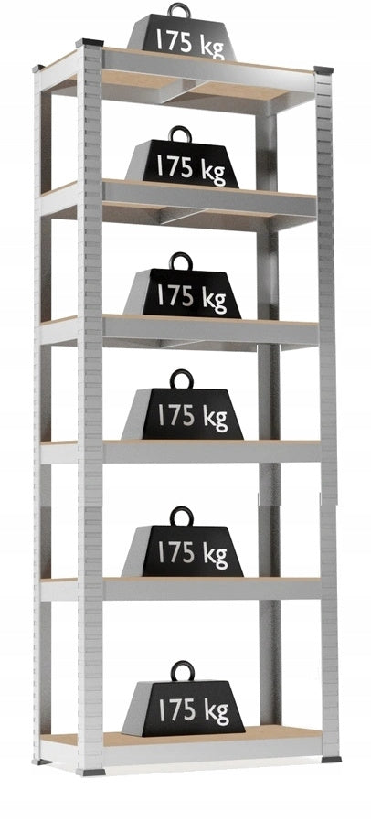 Polica s 6 razina 222 x 110 x 50 cm (nosivost 1050 kg) - siva