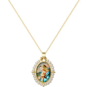 Ogrlica Medaljon Djevica Marija PM-41177 - Zlatna / Bijela / Tip2 KP41177