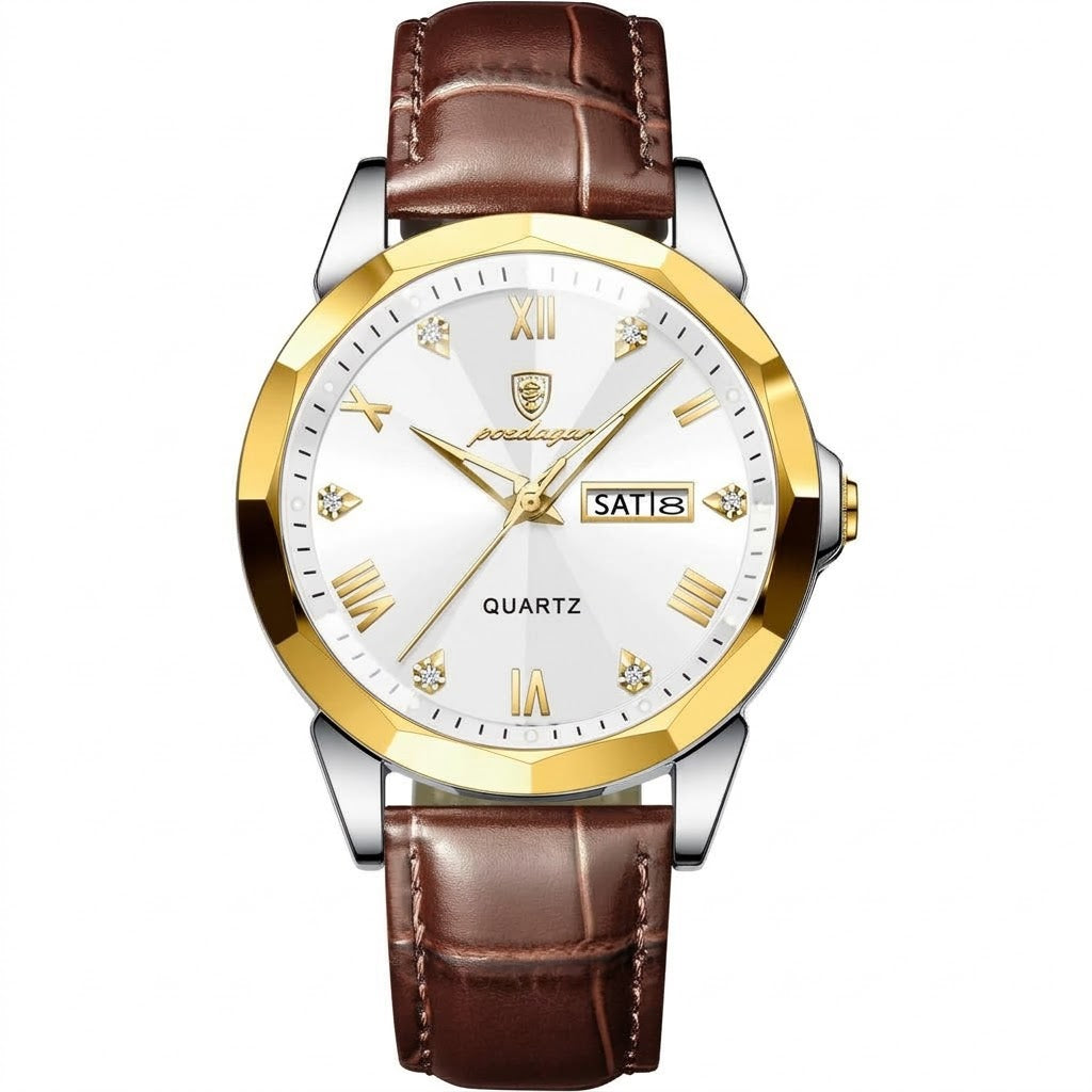 Muški Sat POEDAGAR RP - 41336 - Bijeli / Zlatni / Smeđi KP41336