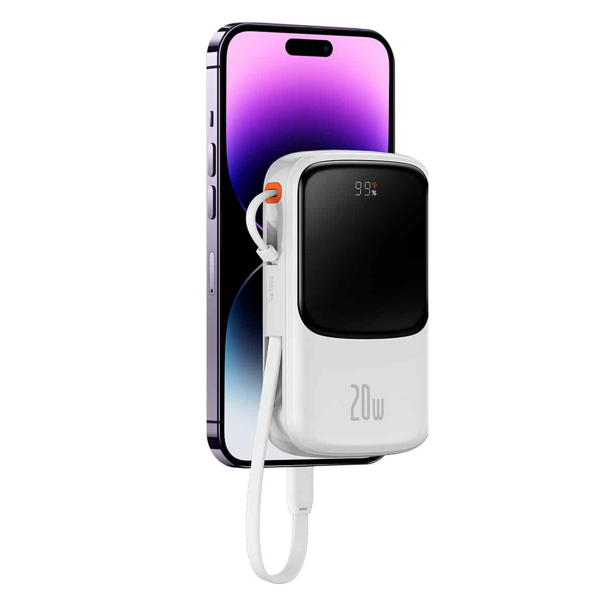 BASEUS POWER BANK 10000MAH QPOW PRO - USB + TYPE C - PD 20W SA LIGHTNING KABELOM BIJELI