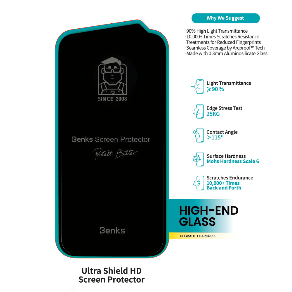 Benks Ultra Shield HD staklo za iPhone 16 Pro Max / 17 Pro Max crno