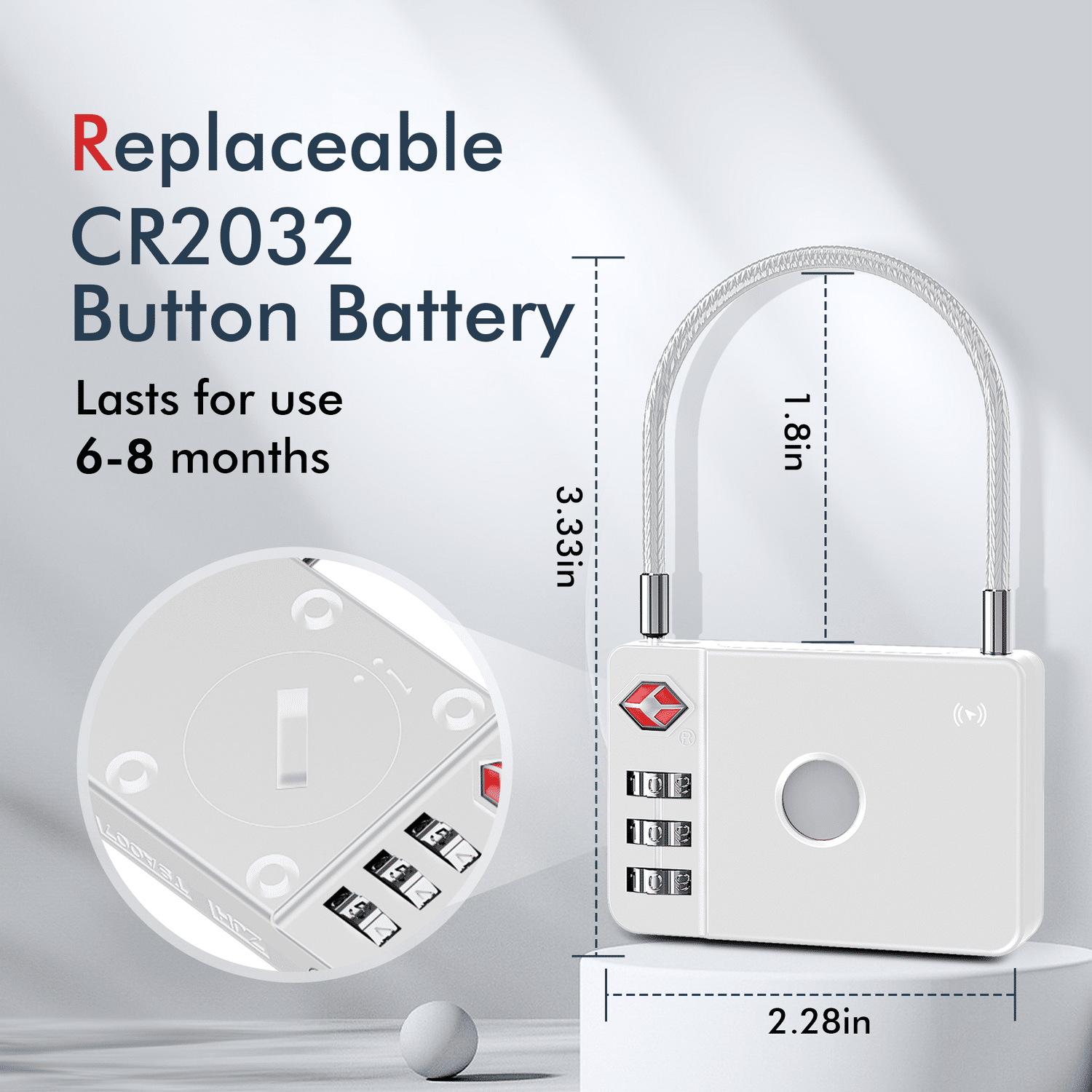 MiLi GPS Bluetooth MiLock Tracker HD-P16-L (csak Apple) bőrönd zár fehér