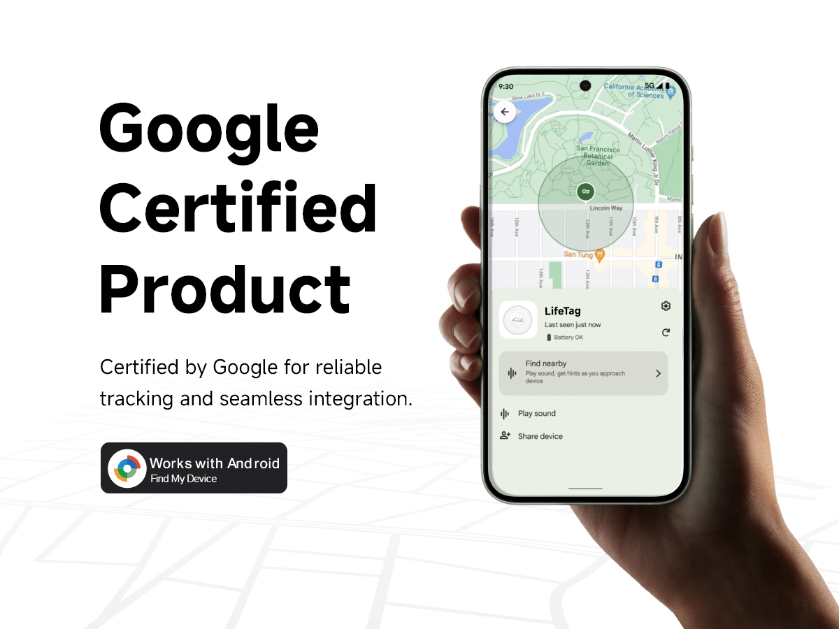 Bluetooth GPS lokátor LifeTag Tracker Android + kulcstartós tok fehér