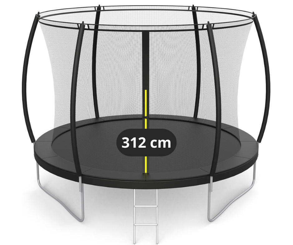 Vrtni trampolin Premium 312 cm (10 ft) s unutarnjom mrežom i ljestvama – crni
