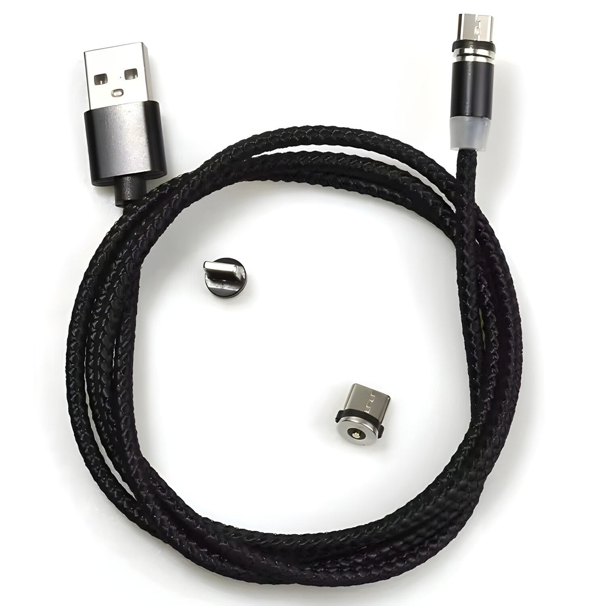 USB punjački kabel 3u1 s magnetskim konektorima - Crni