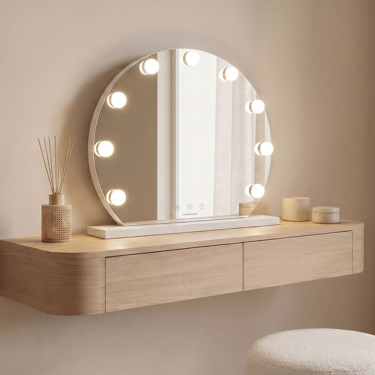 Okruglo toaletno ogledalo s LED rasvjetom Hollywood Gloette InnovaGoods 9 Žarulje