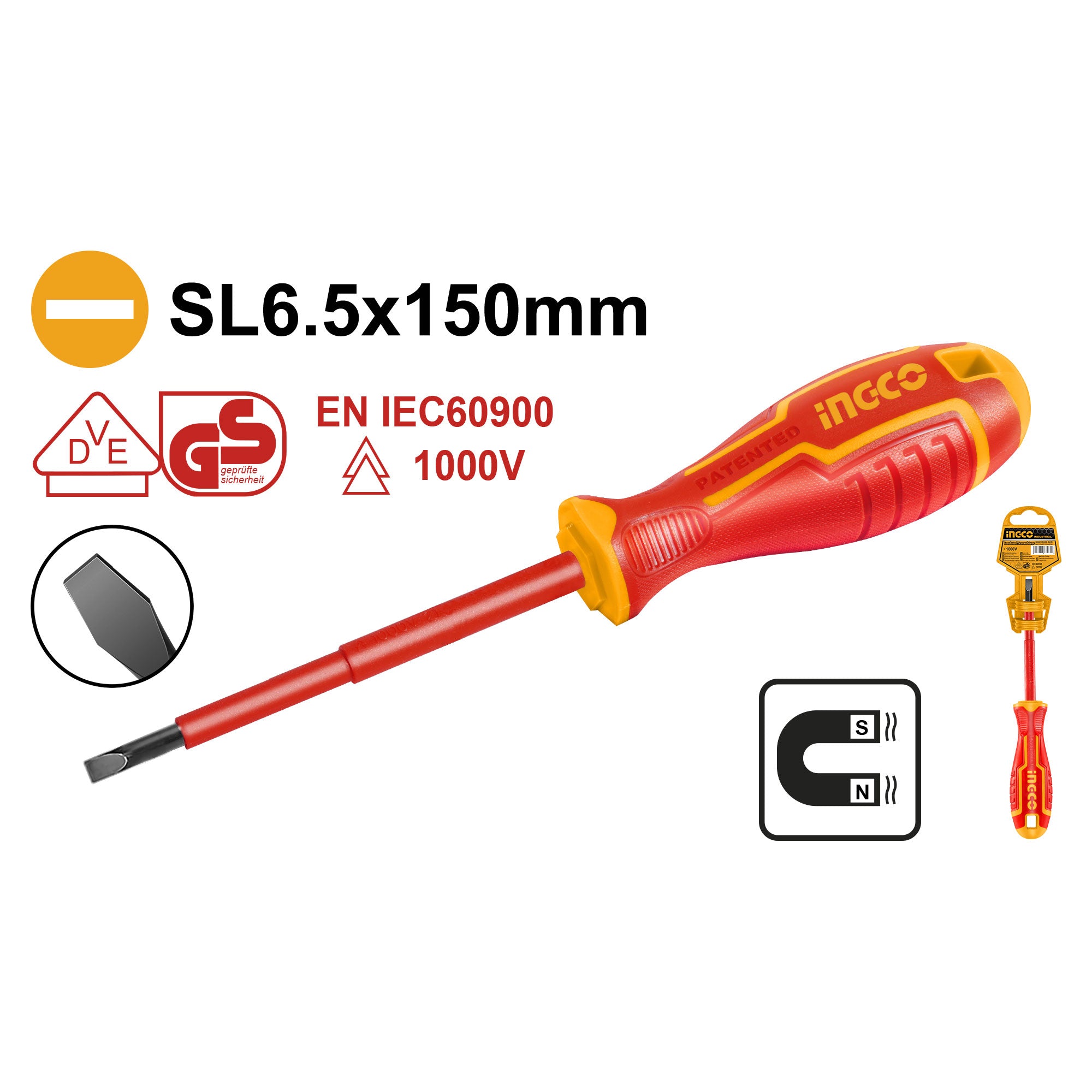 Odvijač VDE izolirani ravni SL6,5x150mm HISD816150