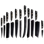 Set damašćanskih kuhinjskih noževa WA-35136 - Crna / Zlatna / 11 kom KP35136