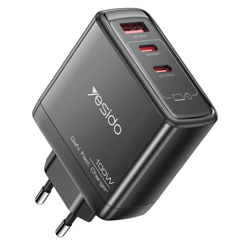 Zidni punjač Yesido YC142 100W 5A 1 x USB-A - 2 x USB-C crni