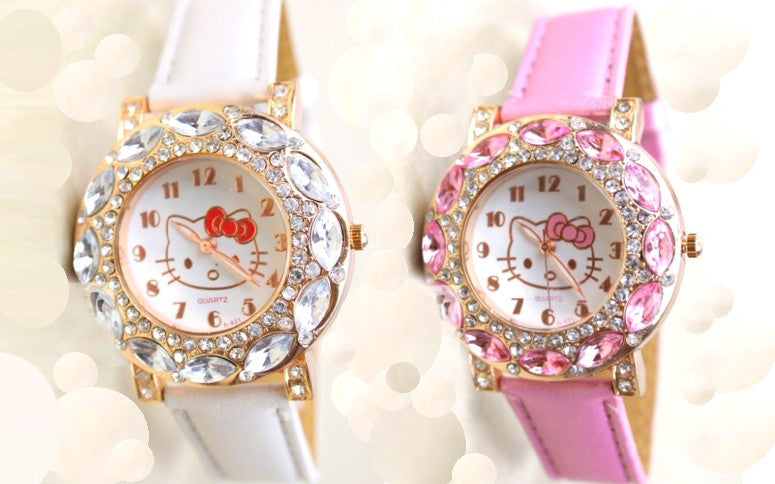 Hello Kitty gyerekóra cirkónia kövekkel fehér vagy rózsaszín színben