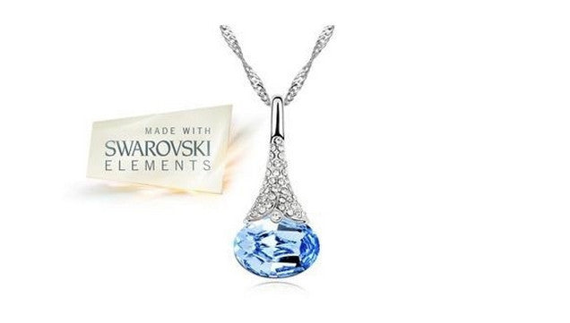 Water Drop nyaklánc színes kristály medállal, választható színben